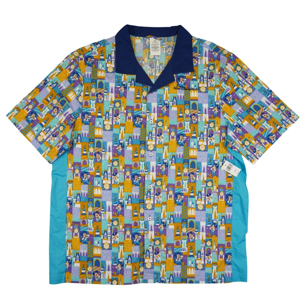 NEW Disney Button Down Shirt Men XL Blue Walt Disney World 50th Anniversary Camp